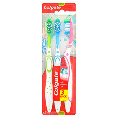 Cepillo de dientes Colgate Max White, paquete de tres unidades (tamaño mediano)