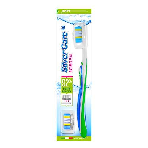 Cepillo de dientes manual con cabezal de plata Sensitive H2O