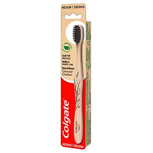 Colgate - Cepillo de dientes de bambú con cerdas de carbón mediano, 1 unidad