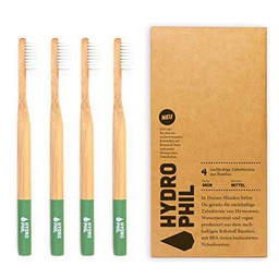 Hydro Phil SOSTENIBLE Cepillo de dientes de bambú verde 4 Pack mittelweich Medio suave