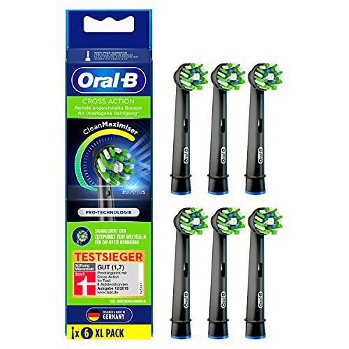 Oral-B CrossAction Black Edition - Juego de 6 cabezales de repuesto para limpieza superior