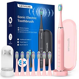 Cepillo de dientes eléctrico Sonic para adultos, cepillo de dientes eléctrico rosa