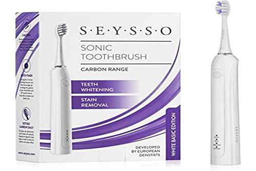 SEYSSO Carbon Series Basic White Sonic Toothbrush - Cepillo de dientes eléctrico sónico