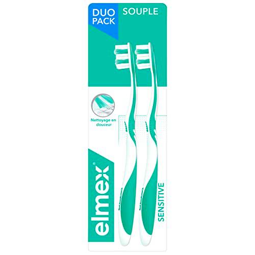 Elmex Cepillo de dientes sensible flexible, juego de 2 cepillos de dientes