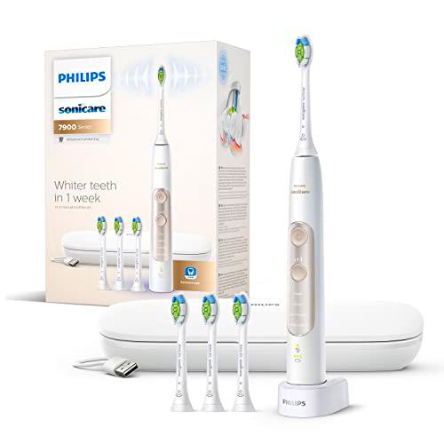 Philips Sonicare Series 7900 Cepillo de dientes eléctrico sónico blanqueamiento avanzado con aplicación HX9636/19, blanco