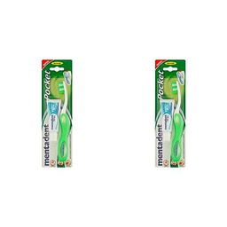 Mentadent Pocket Pasta Dental + Plegable Viaje Cepillo Dental Pocket Equipo (Paquete de 2)