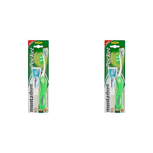 Mentadent Pocket Pasta Dental + Plegable Viaje Cepillo Dental Pocket Equipo (Paquete de 2)