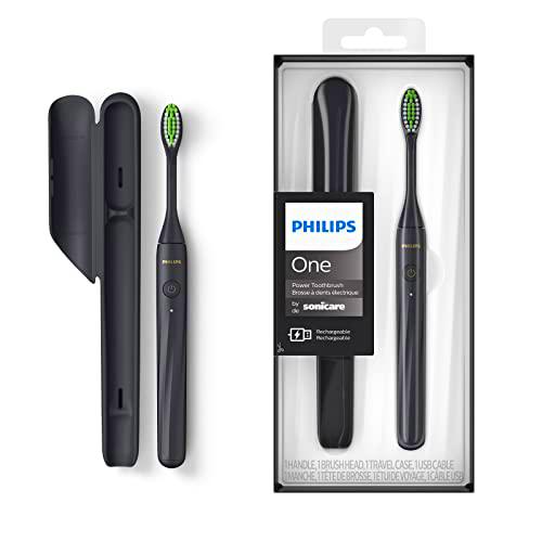 Cepillo dental recargable Philips One: cepillo dental eléctrico en negro sombra (modelo HY1200/26)