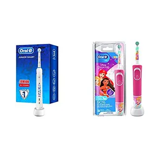 Oral-B Junior Smart Cepillo De Dientes Eléctrico, 1 Mango Blanco Recargable Con Tecnología De Braun & Kids-Cepillo Eléctrico De Princesas Con Tecnología De Braun,modelos surtidos
