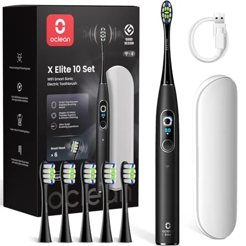 Cepillo eléctrico Oclean X Elite 10 Set, AI cepillado personalizado，Pantalla táctil con seguimiento de 12 áreas