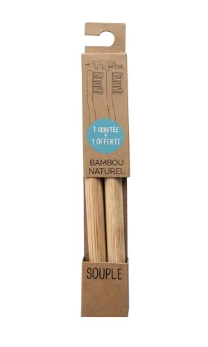 Pack 2 cepillos de dientes de bambú Feel Natural -SOUPLE (1 comprado