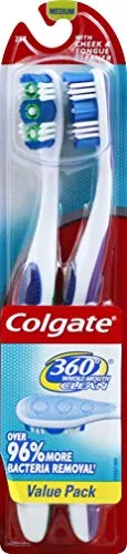 Colgate Cepillo de dientes de boca entera 360, cepillos de dientes para adultos