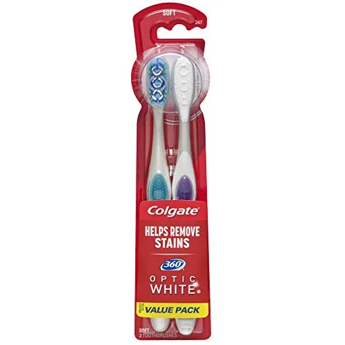 Colgate Optic White - Cepillo de dientes suave manual de cabeza completa