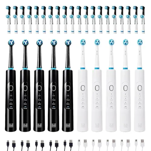 Paquete de 10 cepillos de dientes eléctricos para adultos con 3 modos de limpieza