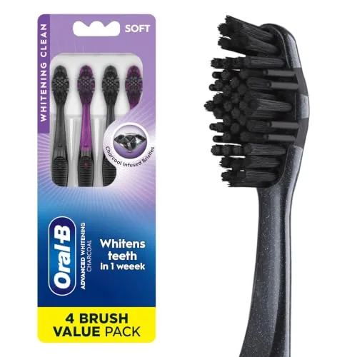 Oral-B Cepillos de dientes de carbón, suaves, 4 un