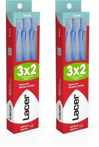 LACER - Pack de 3 Cepillos de Dientes Suaves, Ideal para Encías Delicadas