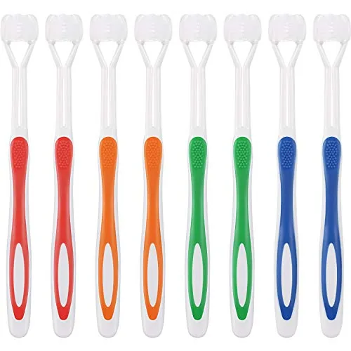 8 Cepillos de Dientes de Viaje de Tres Cerdas Cepillo de Dientes para Autismo para Cuidado Completo de Dientes y Encías