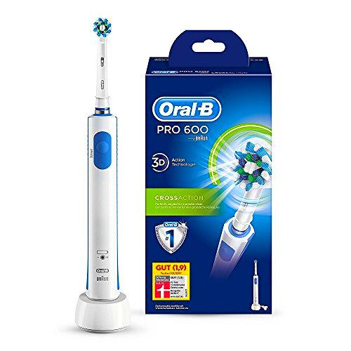 Oral-B PRO 600 CrossAction - Cepillo de dientes electrico recargable con tecnologia Braun