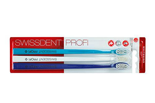 Swiss Dent cepillo de dientes blanqueamiento Trio (3 unidades) suave turquesa/blanco/azul