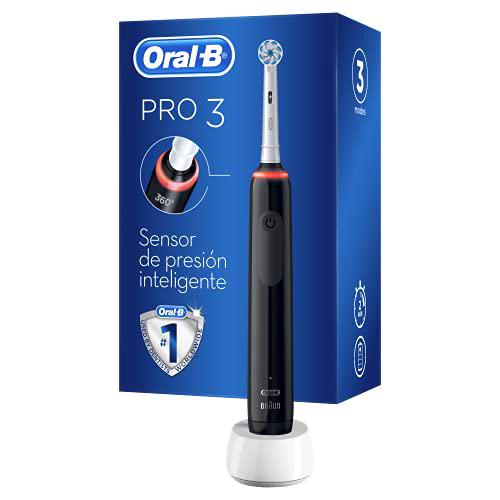 Oral-B Pro 3 3000 Cepillo De Dientes Eléctrico, 1 Mango Negro Recargable Con Sensor De Presión Visible