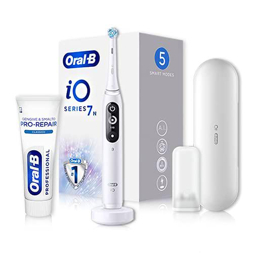 Oral-B iO 7n, Go Electric, 1 cepillo eléctrico recargable blanco con tecnología magnética