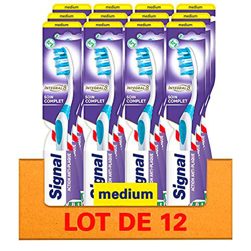 SIGNAL Cepillo de dientes x12 Medio, Integral 8 Cuidado completo para una higiene Bucco-dental en profundidad