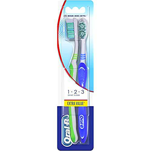 Oral-B 123 Shiny Clean Medio - Cepillo De Dientes, 2 unidades
