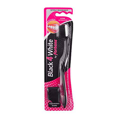 Forhans Black4White Blanqueamiento Cepillo de dientes con partículas de carbón activado 1 Pieza