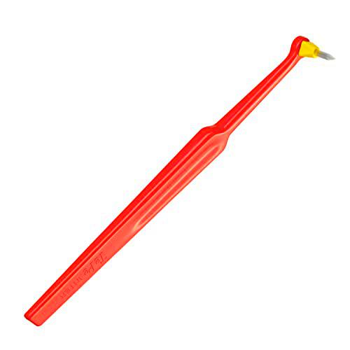TePe Interspace - Cepillo de dientes manual en ángulo / Cepillo para brackets / Limpieza interdental / 4 cabezales de repuesto / textura suave / color rojo