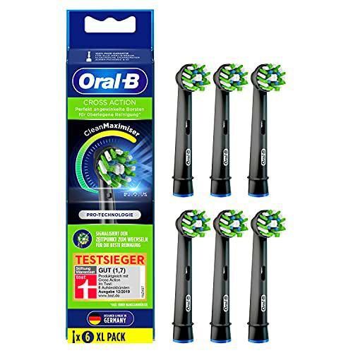 Oral-B CrossAction Black Edition - Juego de 6 cabezales de repuesto para limpieza superior