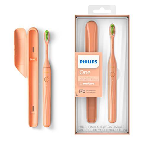 Philips One Cepillo de Dientes a Pilas - Cepillo Eléctrico color Salmón (Model HY1200/05)
