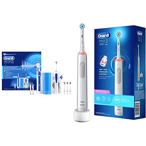Oral-B PRO 2000 Cepillo de Dientes Eléctrico Recargable y Irrigador con Tecnología Oxyjet de Braun &amp; PRO 3 3000 Sensitive Clean cepillo de dientes eléctrico, blanco