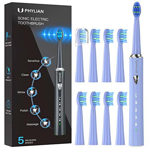 Cepillos de Dientes Electricos Sónico Mujer - Cepillo Electrico Adultos con 8 Cabezales