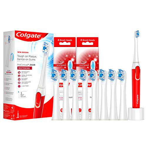 Colgate ProClinical 250R - Cepillo de dientes eléctrico recargable (8 cabezales de cepillo adicionales)