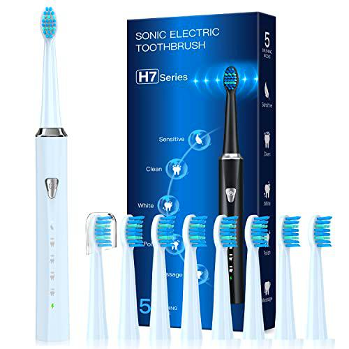 Cepillo de dientes eléctrico Sonic - Shcall Cepillos de dientes eléctricos con 8 cepillos de repuesto