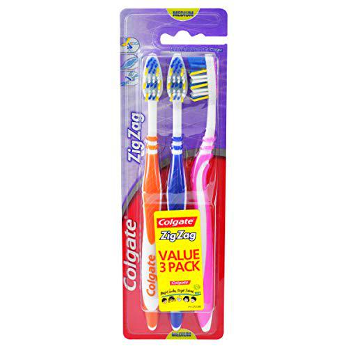 Colgate Cepillo de dientes Zigzag, 3 unidades (paquete de 1)