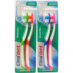 Toothbrush ELINA 2pcs w. Anti Slip Grip Medium