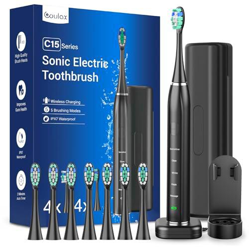 Cepillo de dientes eléctrico para adultos con 8 cabezales de cepillo
