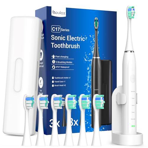 Cepillo de dientes eléctrico, cepillos de dientes sónicos con 6 cabezales de cepillo
