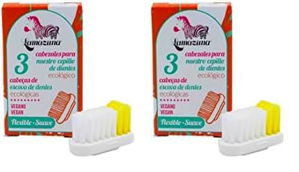 Lamazuna Recambios para cepillos de dientes Lamazuna de dureza suave 3 Unidades 50 ml (Paquete de 2)