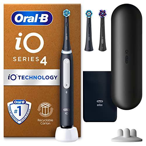 Oral-B iO 4 Cepillo de dientes eléctrico negro, 3 cabezales de cepillo de dientes