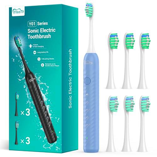 Cepillo de dientes eléctrico para adultos con 6 cabezales de cepillo