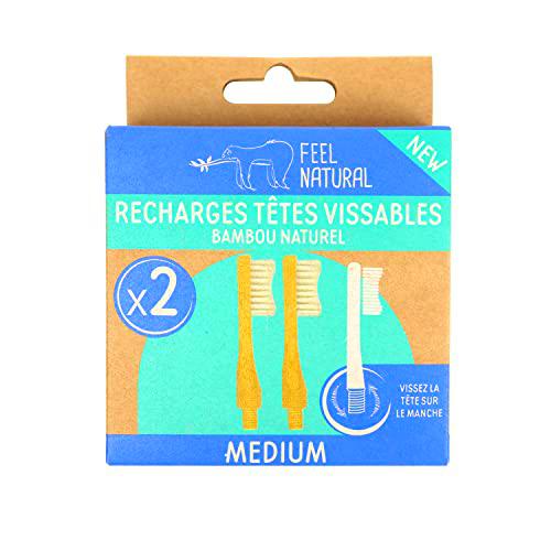 Feel Natural - Juego de 2 recambios para cepillo de dientes (bambú