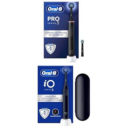 Oral-B Pro 3 3000 Cepillo de Dientes Eléctrico con Mango Recargable y 2 Cabezales Negro + Oral-B iO 2 Cepillo de Dientes Eléctrico Negro Noche