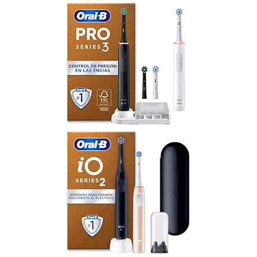 Oral-B Pro 3 3900N Cepillos de Dientes Eléctricos (Pack de 2) con Mango Recargable y 2 Cabezales de Recambio