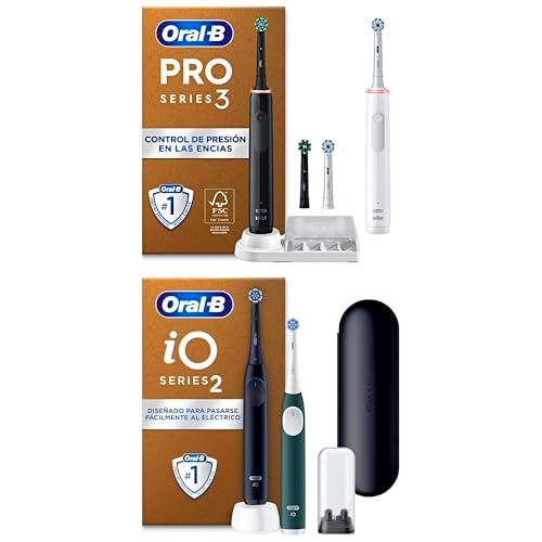 Oral-B Pro 3 3900N Cepillos de Dientes Eléctricos (Pack de 2) con Mango Recargable y 2 Cabezales de Recambio