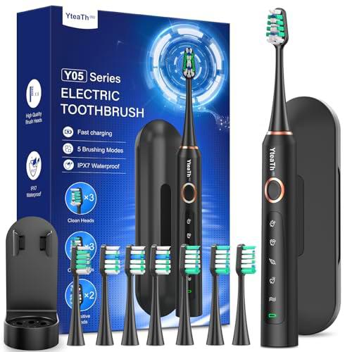 Cepillo de Dientes Eléctrico Sónico para Adultos - Cepillo Electrico Sónico con 8 Cabezales y Estuche de Viaje