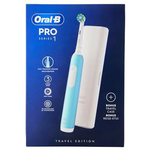 Oral-B Cepillo de dientes eléctrico recargable Pro Series 1 azul con 1 cabezal de repuesto + 1 funda de viaje
