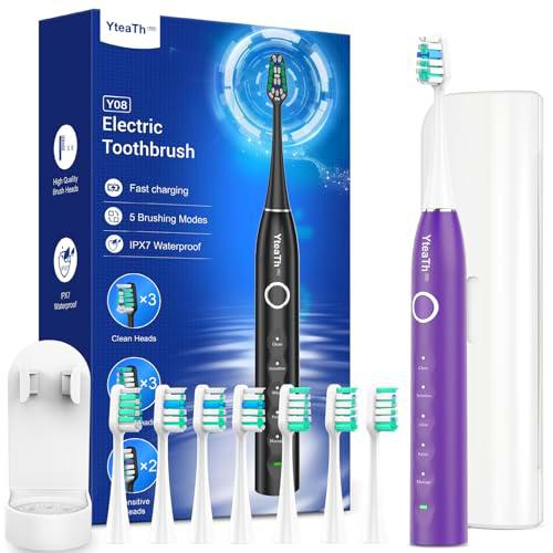 Cepillo de Dientes Eléctrico Sónico Mujer con 8 Cabezales