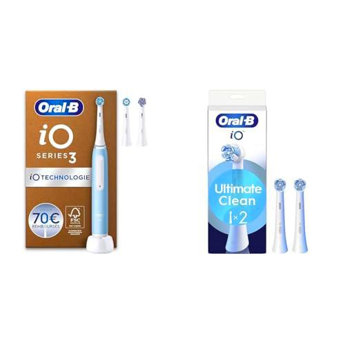 Oral-B iO 3 Cepillo De Dientes Eléctrico con Mango + Pack de 2 Recambios Blancos Para Cepillos De Dientes